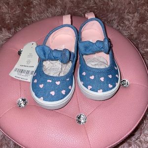 Carter's Toddler Girl Denim Mary Janes's w/hearts. NEW WITH TAGS!!!